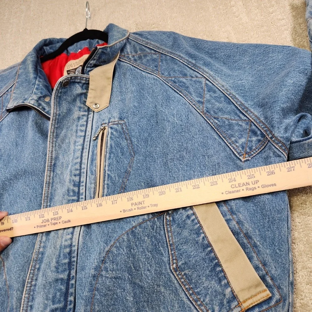 Vintage Levis Silvertab Jacket Men Medium Denim Chinstrap Bomber Insulated